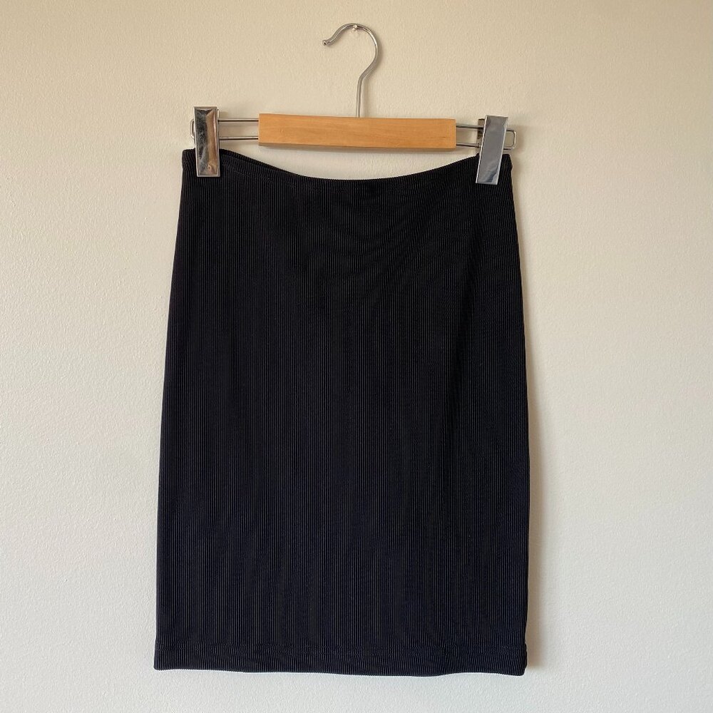 American Apparel Ribbed Black Pencil Skirt, Made in USA, Ladies/Women's Small